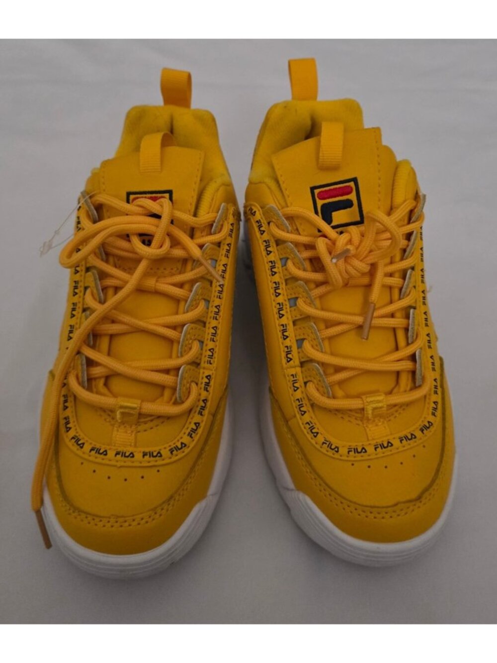 FILA Girls Disruptor II Premium Repeat Yellow Sneakers W/ White Sole Size US 4½ - Picture 6 of 11